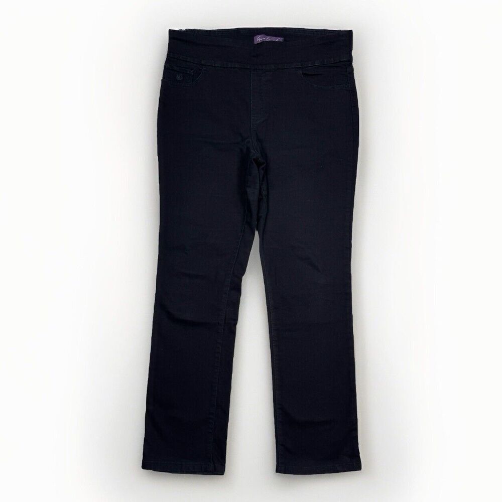 Gloria Vanderbilt Jeans Womens 16 Pull On Amanda Straight Black Measures 37x29.5